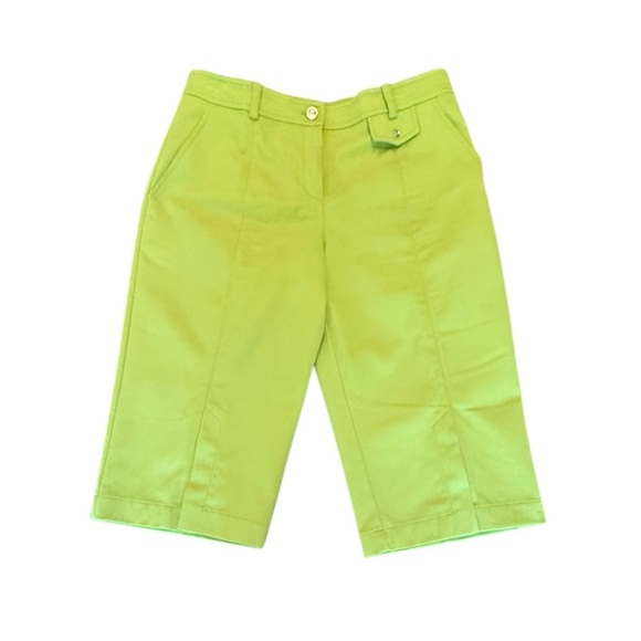 St John Bright Green Knee Length Capri Shorts Size 10/Medium MSRP $325 - Picture 1 of 10